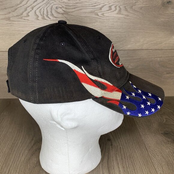 Dale Jarrett Racing Cap Hat Otto Collection Adjustable Black Patriotic Flames - Picture 8 of 11